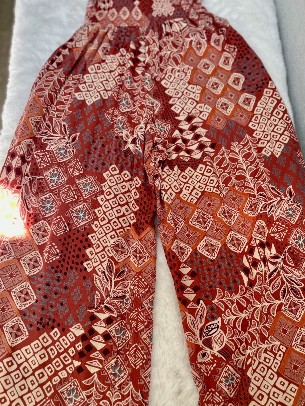 🌿 Angie Boho Smocked Wide-Leg Jumpsuit – Size Small 🌿 - Picture 7 of 13